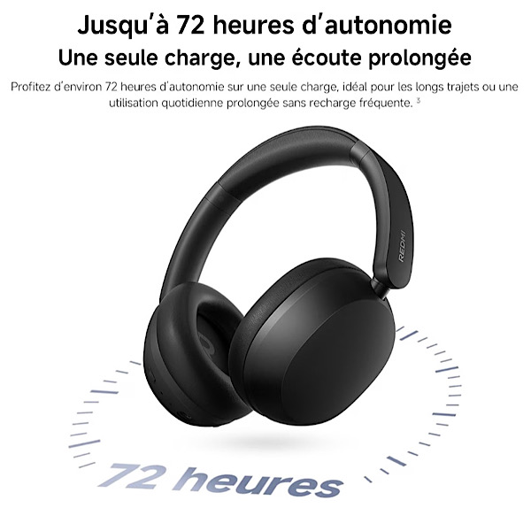 XIAOMI Redmi Headphones Neo, Casque Bluetooth sans Fil Anti-Bruit, Noir Transducteur 40 mm, audio filaire Hi-Res, appels antibruit IA à 3 micros, Bluetooth 5.4, Fast Pair – Image 8