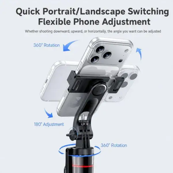 Perche à Selfie & Trépied Bluetooth 5.2 Extensible jusqu’à 174 cm, Télécommande & Filetage 1/4″, Ouverture automatique, Noir – Yesido SF34 – Image 5