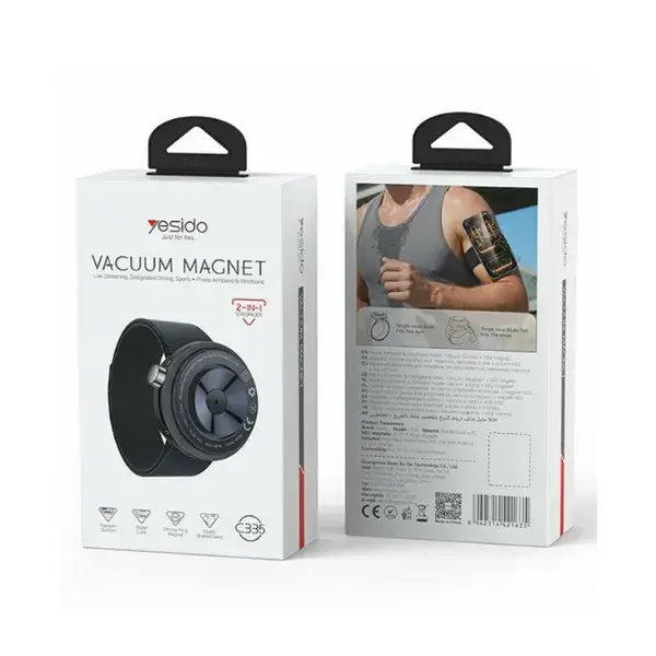 Support Téléphone Magnétique à Ventouse pour Bras, MagSafe, 20 Aimants N52 & Fixation 4,5kg – Yesido C335