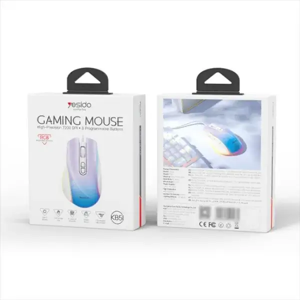 Souris Gaming Filaire RGB 7200 DPI, 8 Boutons Programmables, Capteur Optique USB – YESIDO KB5 – Image 2