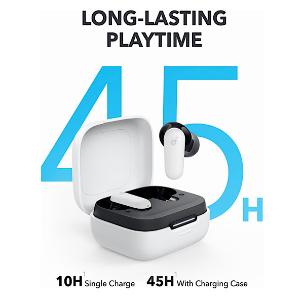 Soundcore R50i NC by Anker - Ecouteurs Bluetooth sans fil, 45h d’autonomie, Réduction de bruit active hybride adaptative, IP54, Commandes tactiles, Blanc – Image 8