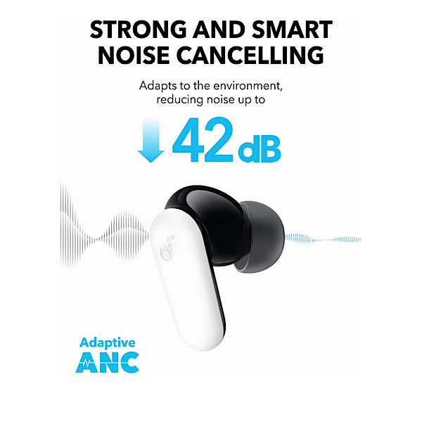Soundcore R50i NC by Anker - Ecouteurs Bluetooth sans fil, 45h d’autonomie, Réduction de bruit active hybride adaptative, IP54, Commandes tactiles, Blanc – Image 6