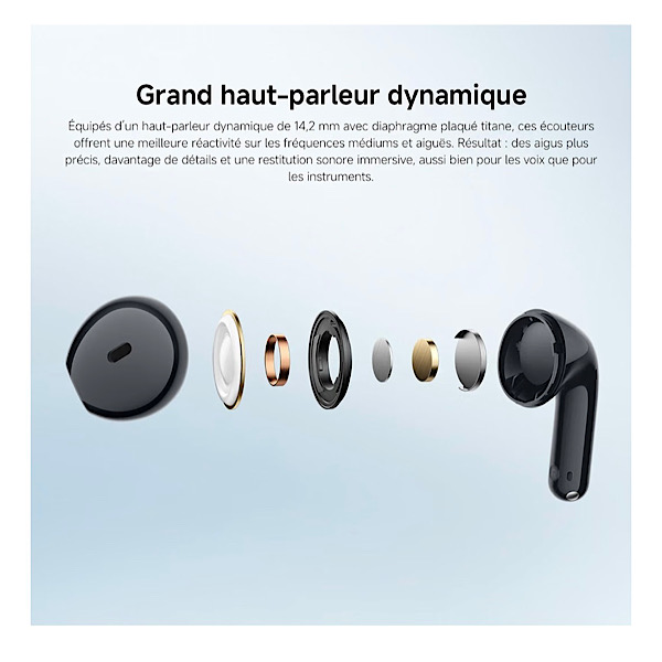 XIAOMI Redmi Buds 8 Active, écouteurs Semi-Intra, autonomie 37h, Blanc Transducteur en titane 5/8", basses puissantes, connexion à 2 appareils, 5 modes d'égalisation, Bluetooth 5.4, IP54 – Image 6