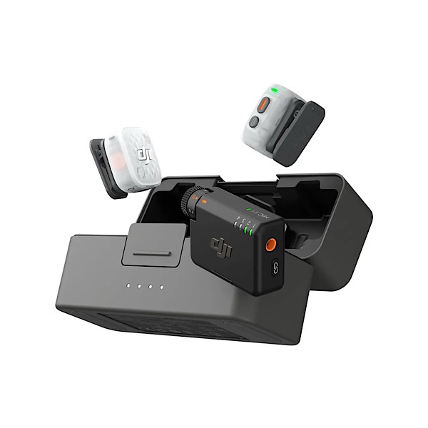DJI Mic Mini 2S - deux émetteurs, récepteur et boîtier de charge (2TX + 1RX avec Boîtier) – Micro cravate Sans Fil 32-bit Float, Enregistrement Interne 28 h, IA, Portée 400 m