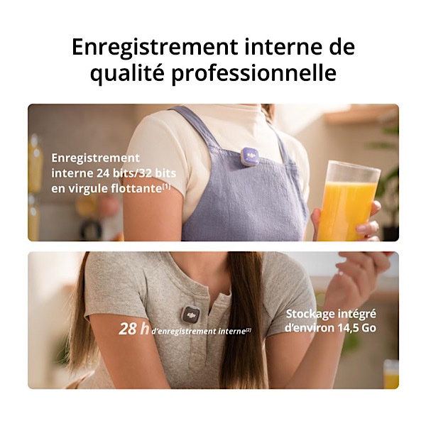 DJI Mic Mini 2S - deux émetteurs, récepteur et boîtier de charge (2TX + 1RX avec Boîtier) – Micro cravate Sans Fil 32-bit Float, Enregistrement Interne 28 h, IA, Portée 400 m – Image 4