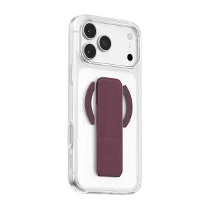 Coque pour iPhone 18 Pro Green Lion Compatible MagSafe, Poignée pliable en cuir bordeaux intégrée