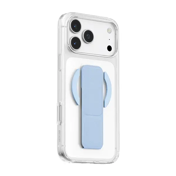 Coque pour iPhone 18 Pro Max Green Lion, Compatible MagSafe, Poignée pliable en cuir bleu intégrée