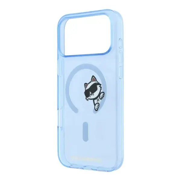 Coque pour iPhone 18 Pro Max Karl Lagerfeld avec impression Peekaboo, Compatible MagSafe, Bleu – Image 2