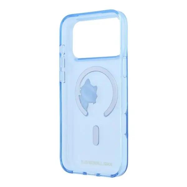 Coque pour iPhone 18 Pro Max Karl Lagerfeld avec impression Peekaboo, Compatible MagSafe, Bleu – Image 3