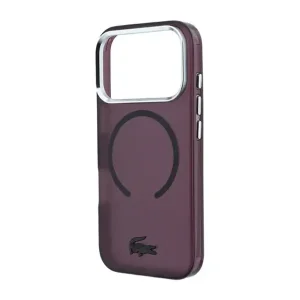 Coque pour iPhone 18 Pro Max Lacoste, Compatible MagSafe, Finition givrée mate IML, Résistant aux rayures, Bordeaux