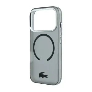 Coque pour iPhone 18 Pro Max Lacoste, Compatible MagSafe, Finition givrée mate IML, Résistant aux rayures – Noir