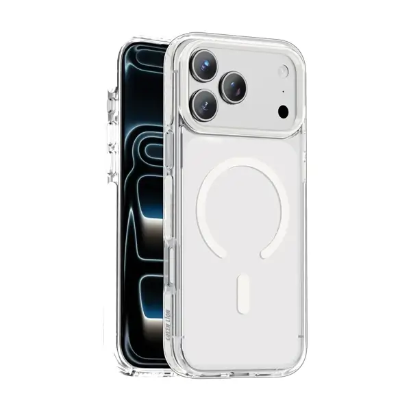 Coque pour iPhone 18 Pro Green Lion Prestige, Compatible MagSafe, Argent