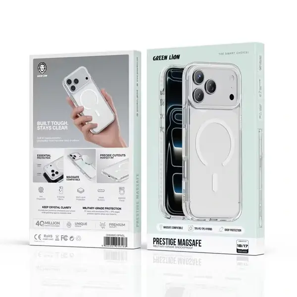 Coque pour iPhone 18 Pro Green Lion Prestige, Compatible MagSafe, Argent – Image 2