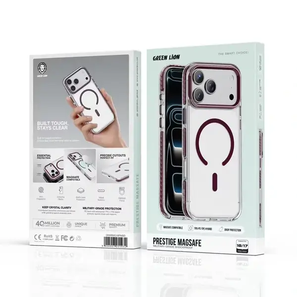 Coque pour iPhone 18 Pro Max Green Lion Prestige, Compatible MagSafe, Bordeaux – Image 2