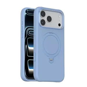 Coque pour iPhone 18 Pro Max Green Lion, Compatible MagSafe, Support à rotation 360° intégré, Silicone, Bleu
