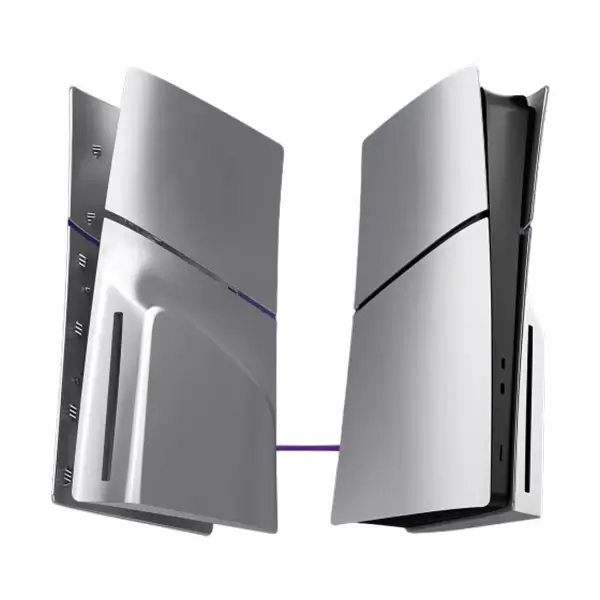 Coque de remplacement pour la PS5 Slim Édition, Façades et plaques arrière, Compatible uniquement avec la PS5 Slim version disque, Argent, GP-529