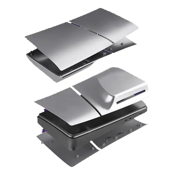 Coque de remplacement pour la PS5 Slim Édition, Façades et plaques arrière, Compatible uniquement avec la PS5 Slim version disque, Argent, GP-529 – Image 2