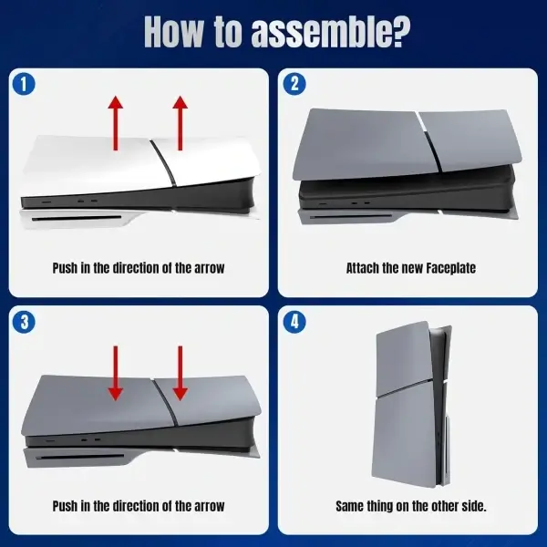 Coque de remplacement pour la PS5 Slim Édition, Façades et plaques arrière, Compatible uniquement avec la PS5 Slim version disque, Argent, GP-529 – Image 3
