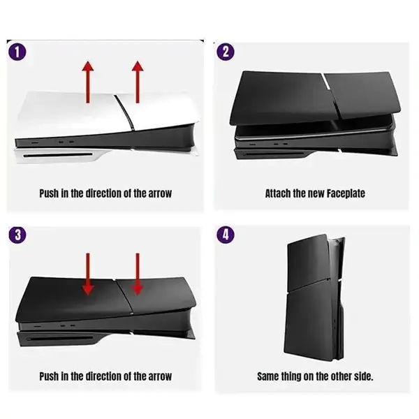 Coque de remplacement pour la PS5 Slim Édition, Façades et plaques arrière, Compatible uniquement avec la PS5 Slim version disque, Noir, GP-529 – Image 4