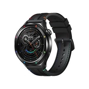 Xiaomi Watch S4 - Montre connectée, 15Jrs d’autonomie, Écran 1,43″ AMOLED, Bluetooth 5.3, SpO₂, Bracelet noir en similicuir – Rainbow (Arc-en-ciel)