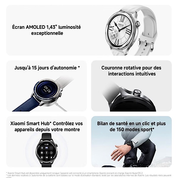 Xiaomi Watch S4 - Montre connectée, 15Jrs d’autonomie, Écran 1,43″ AMOLED, Bluetooth 5.3, SpO₂, Bracelet noir en similicuir – Rainbow (Arc-en-ciel) – Image 12